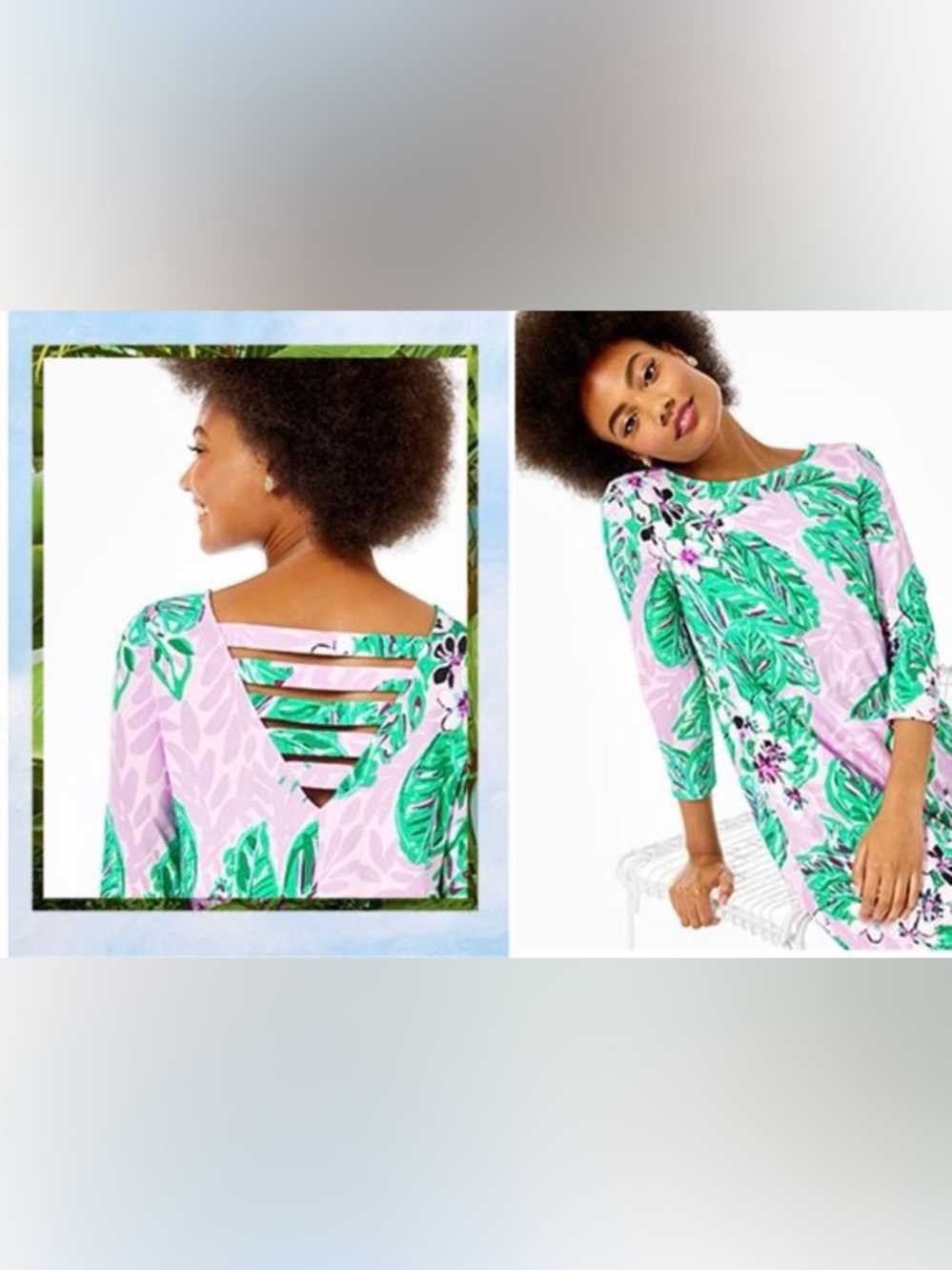 Lilly Pulitzer Purple Floral & Green Leaf Tunic